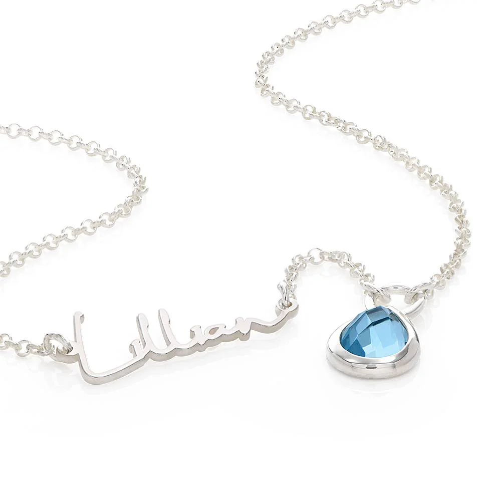 Annie Teardrop Name Necklace with Gemstones in Sterling Silver - Image 4