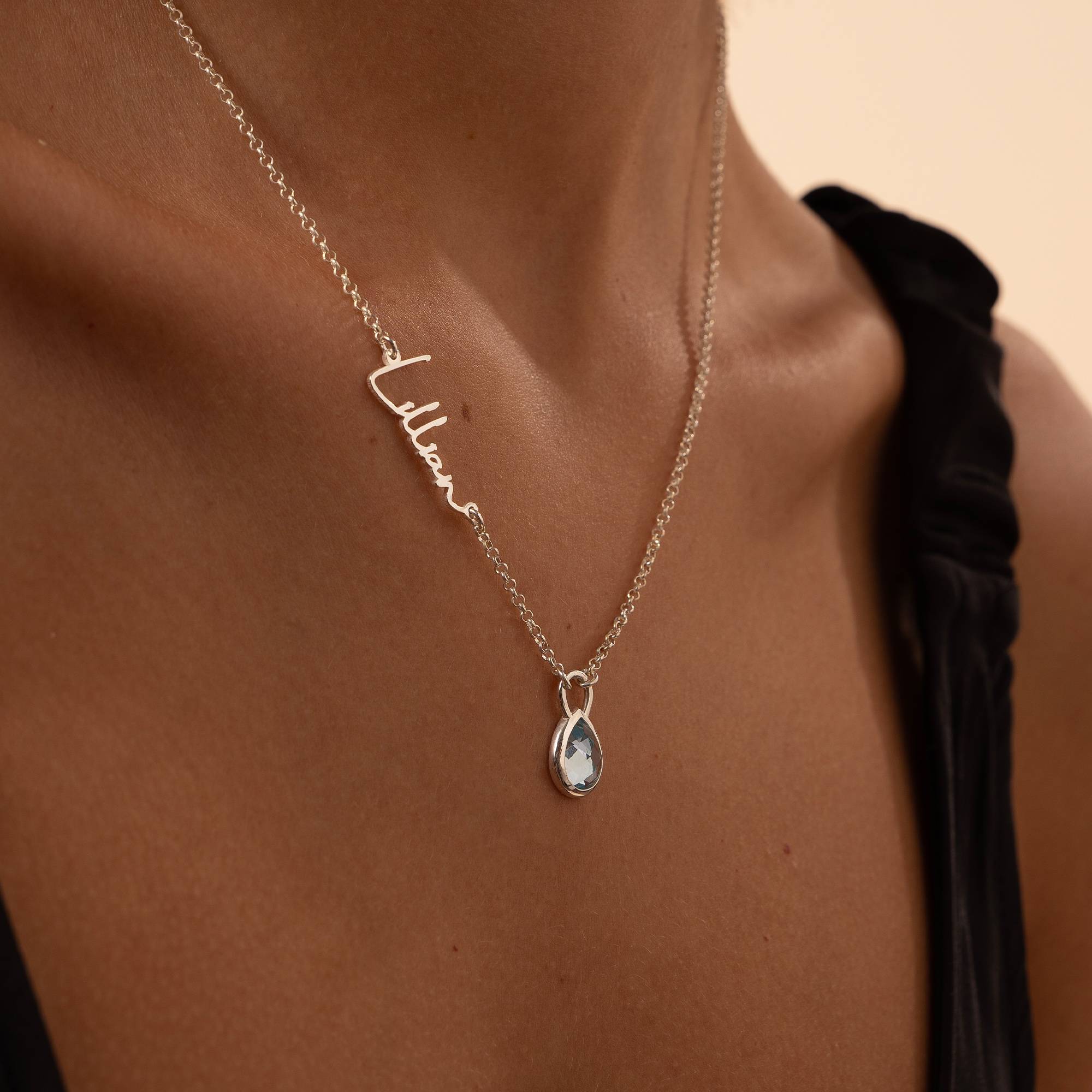 Annie Teardrop Name Necklace with Gemstones in Sterling Silver - Image 5