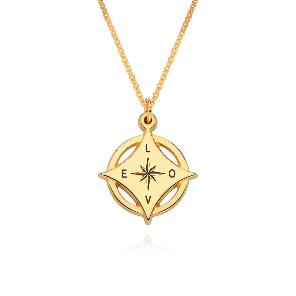 Kaia Initial Compass Necklace in 18K Gold Vermeil
