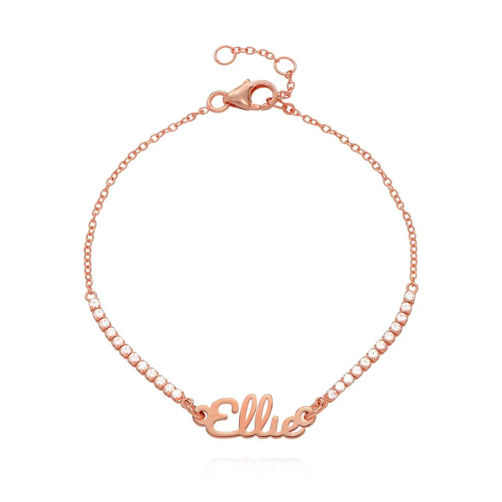 Kate Tennis Name Bracelet in 18K Rose Gold Plating