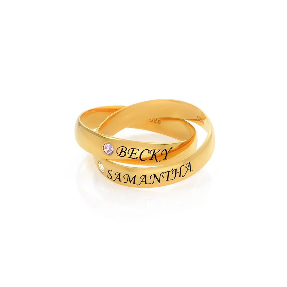 Charlize 2 Russian Rings with Birthstones in 18K Gold Plating - Image 2