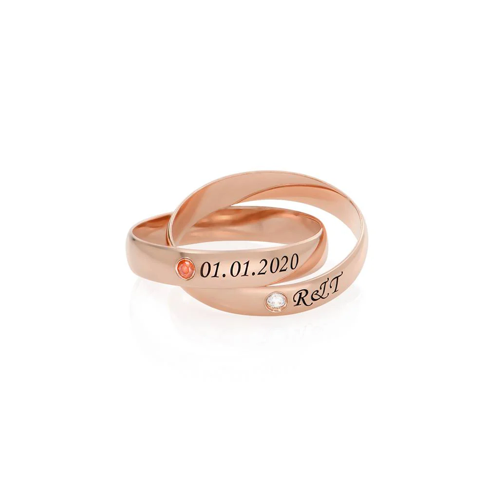 Charlize 2 Russian Rings with Birthstones in 18K Rose Gold Plating