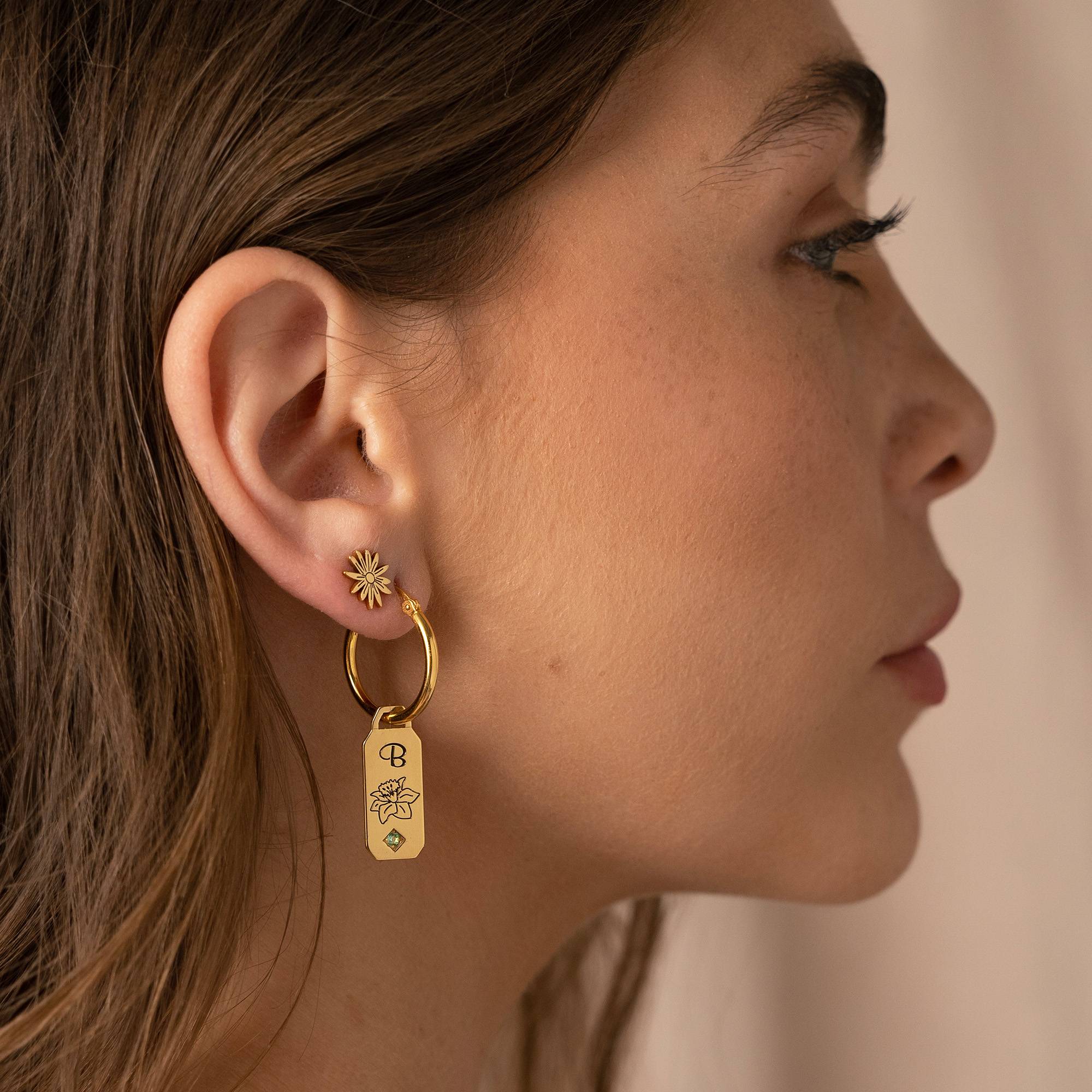 Blooming Birth Flower Stud Earrings in 18K Gold Vermeil - Image 3