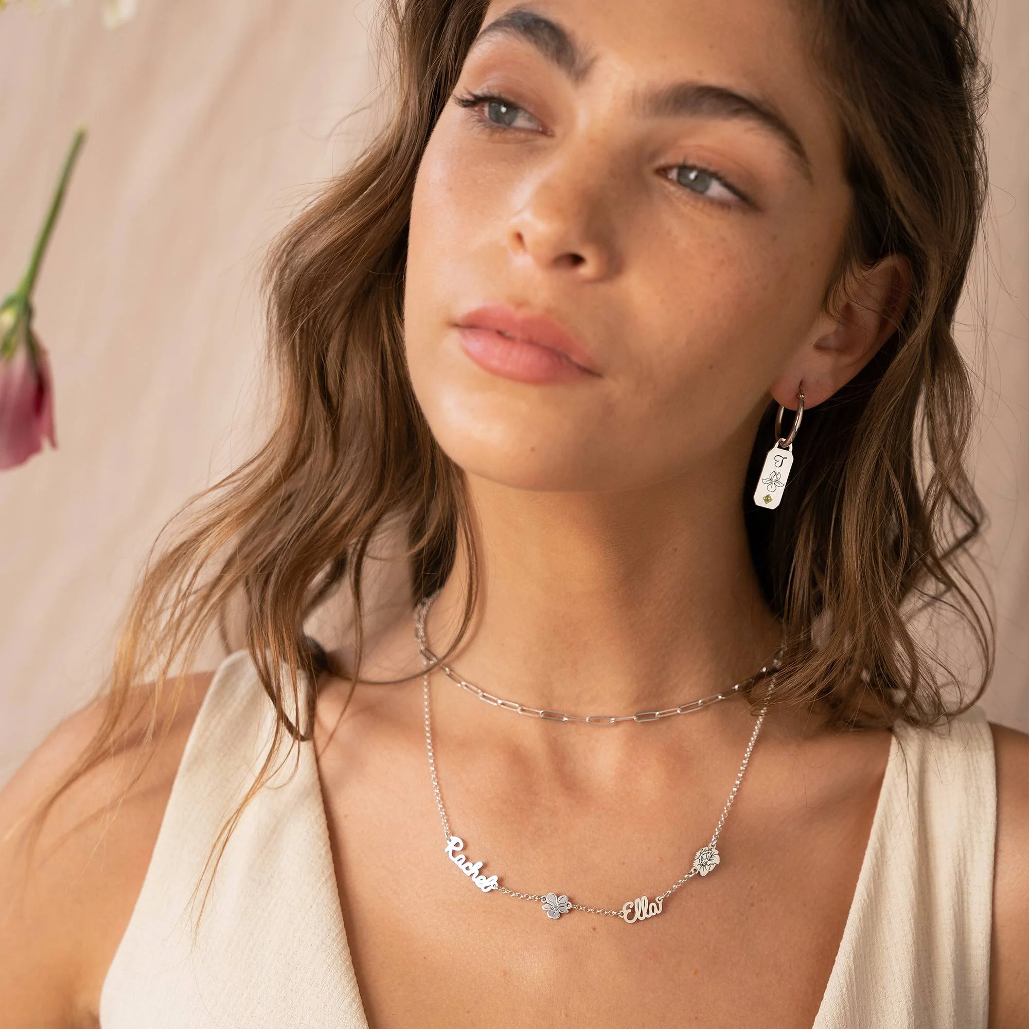 Blooming Birth Flower Multi Name Necklace in Sterling Silver - Image 5