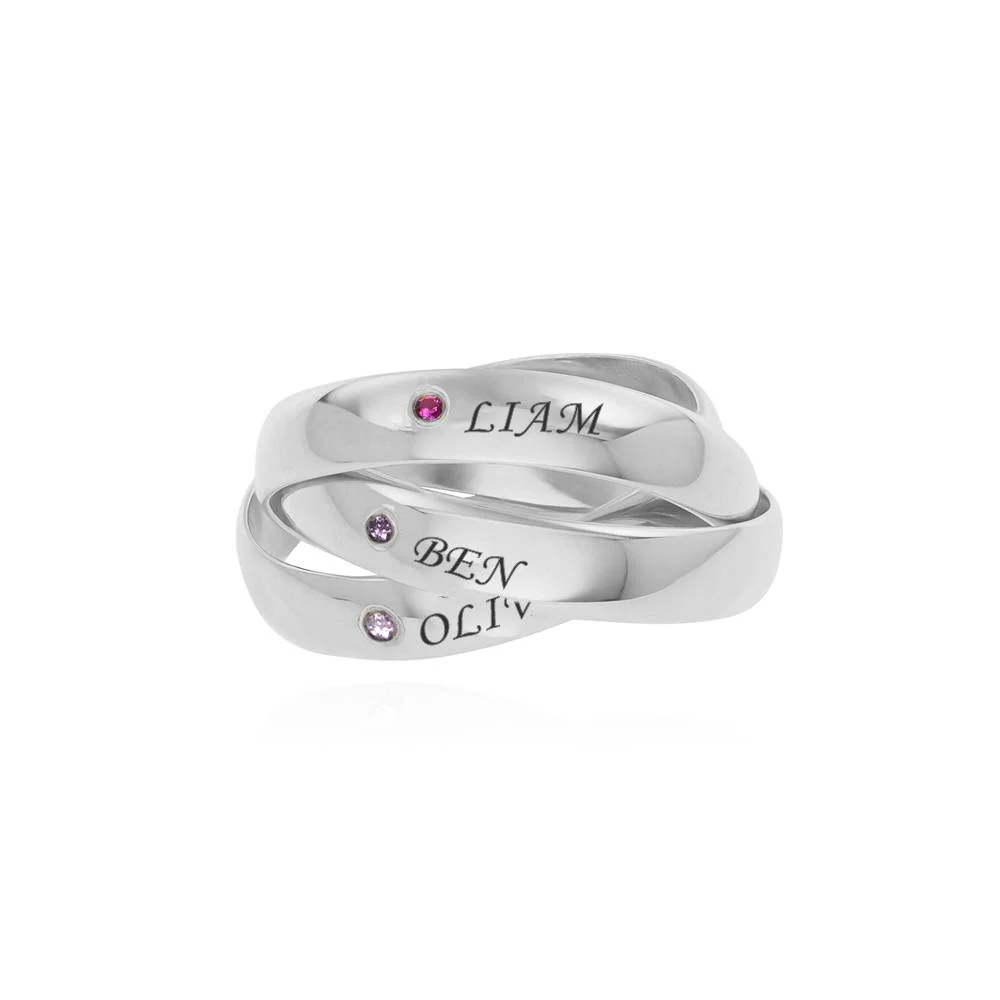 Charlize Russian Ring with Birthstones in Sterling Silver