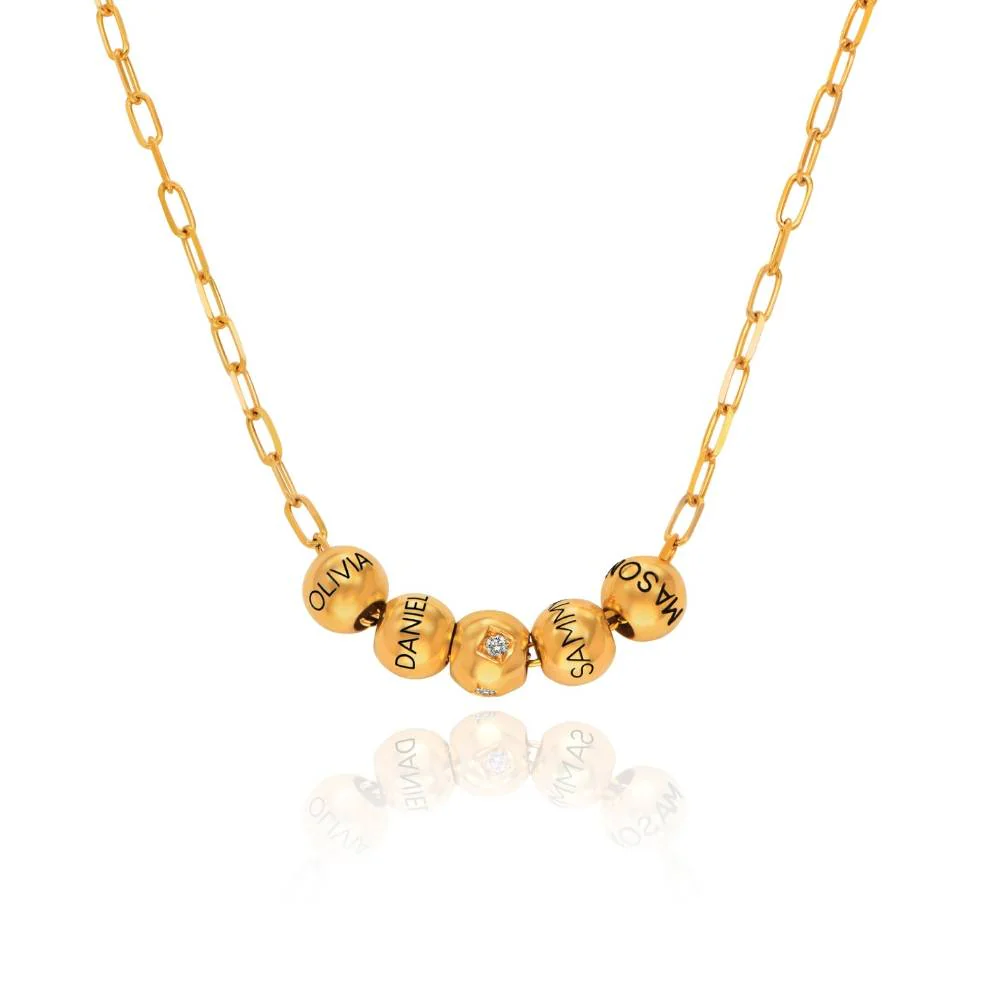 The Balance Necklace with Diamond Bead in 18K Gold Vermeil