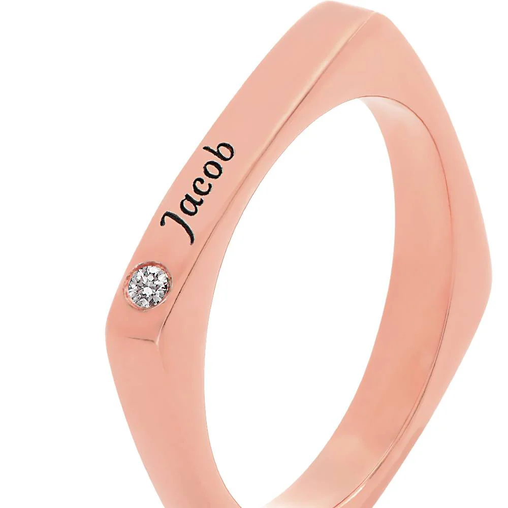 Iris Custom Diamond Square Ring in 18k Rose Gold Vermeil - Image 4