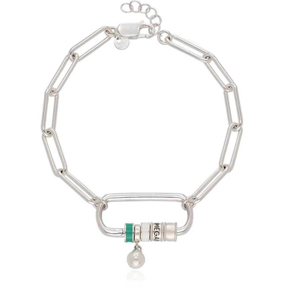 Linda Carabiner Bracelet with Pearl in Sterling Silver