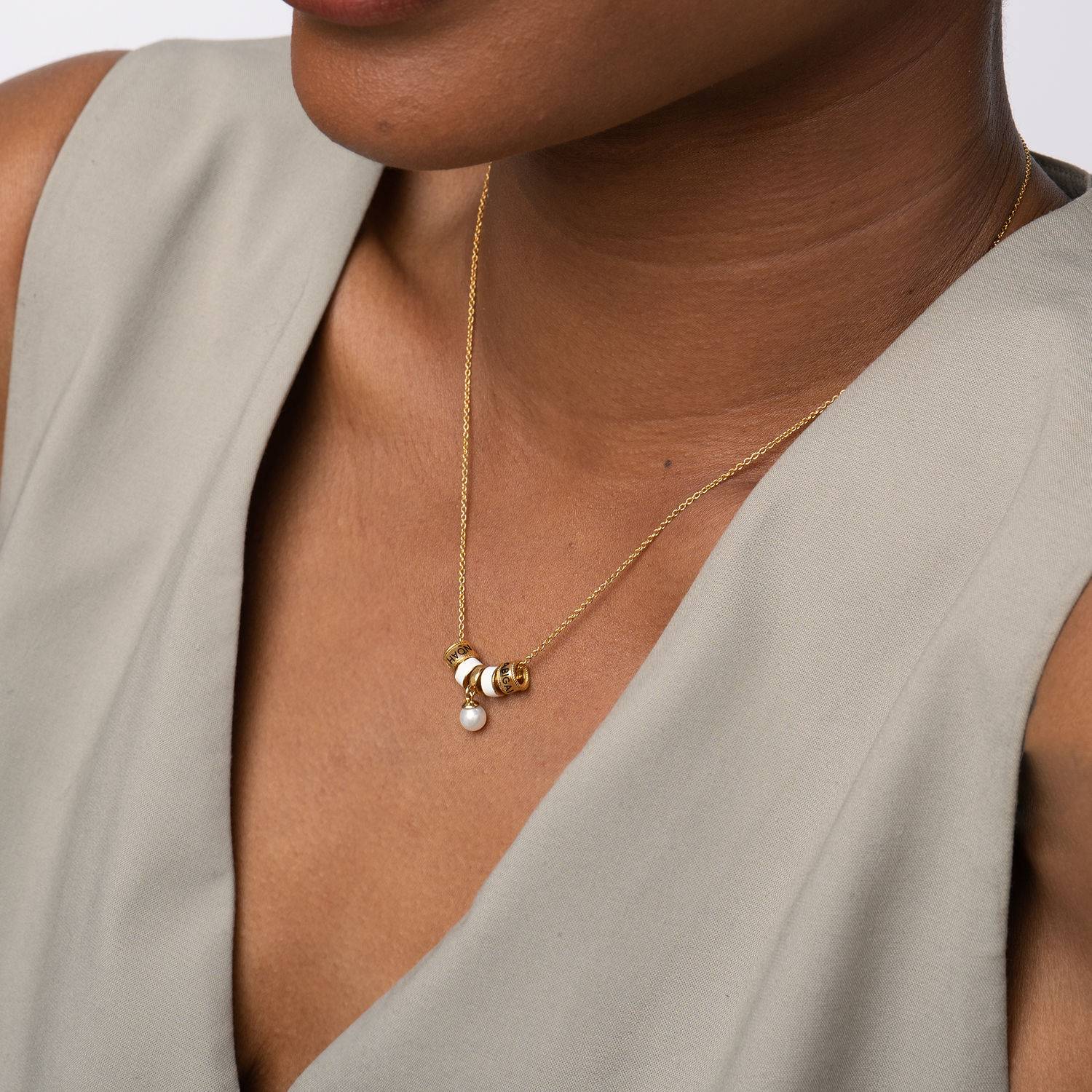 Linda Charm Necklace with Pearl in 18K Gold Plating - Image 3