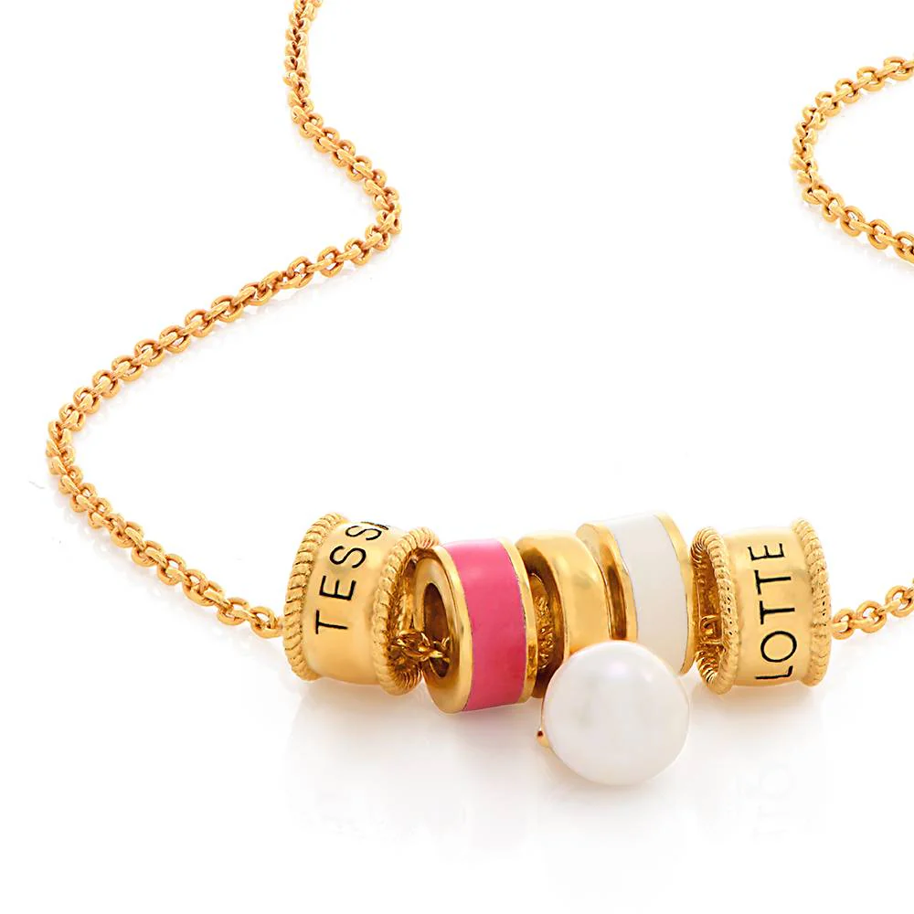 Linda Charm Necklace with Pearl in 18K Gold Plating - Image 4