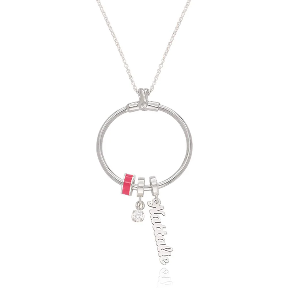 Linda Vertical Name Necklace with Diamond in Sterling Silver