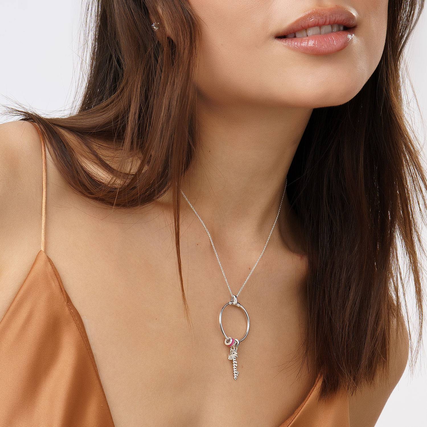Linda Vertical Name Necklace with Diamond in Sterling Silver - Image 3