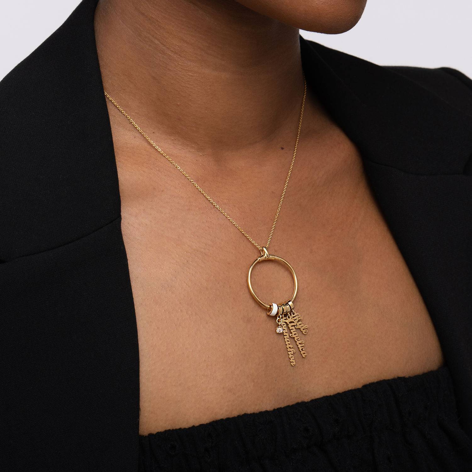 Linda Vertical Name Necklace with Pearl in 18K Gold Vermeil - Image 2