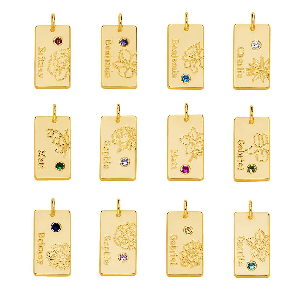 Link Blossom Birth Flower & Stone Necklace in 18K Gold Vermeil - Image 4