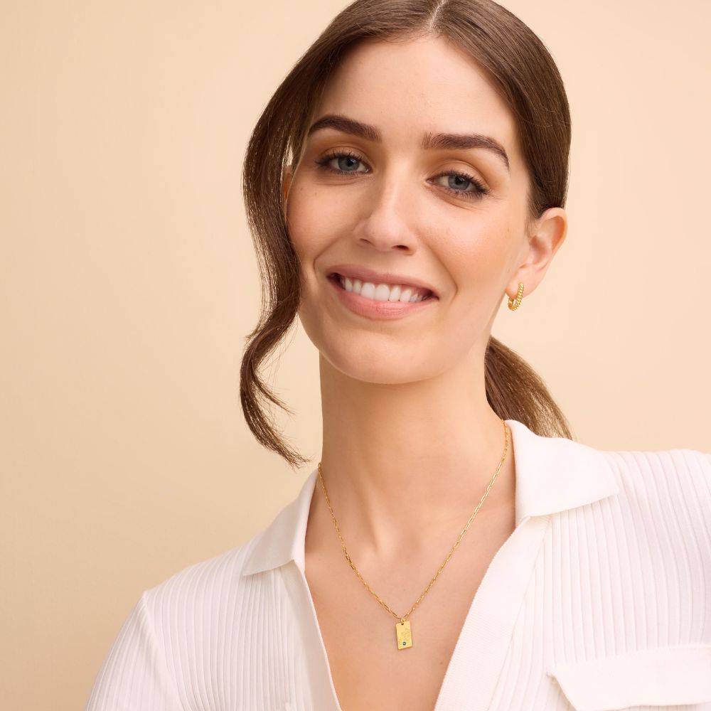 Link Blossom Birth Flower & Stone Necklace in 18K Gold Plating - Image 2