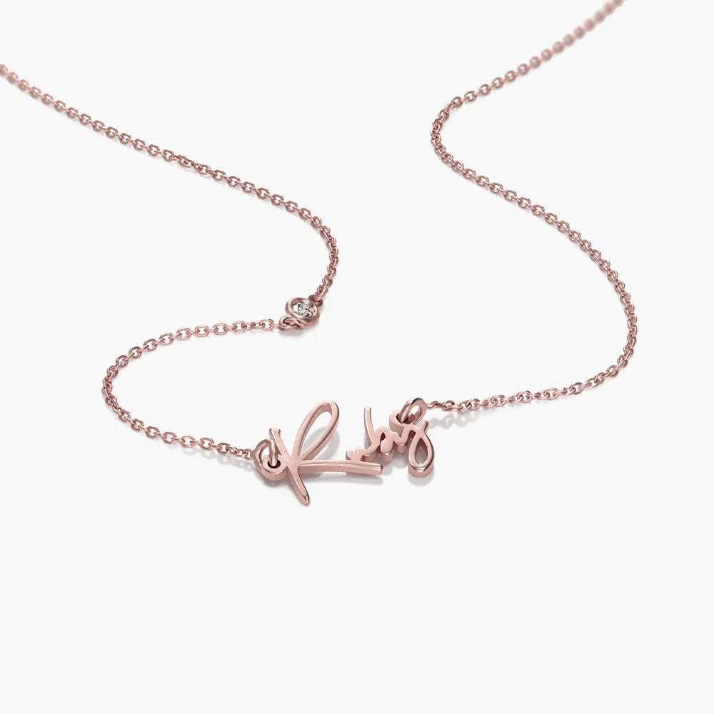 Paris Name Necklace with Diamonds - Rose Gold Vermeil - Image 3