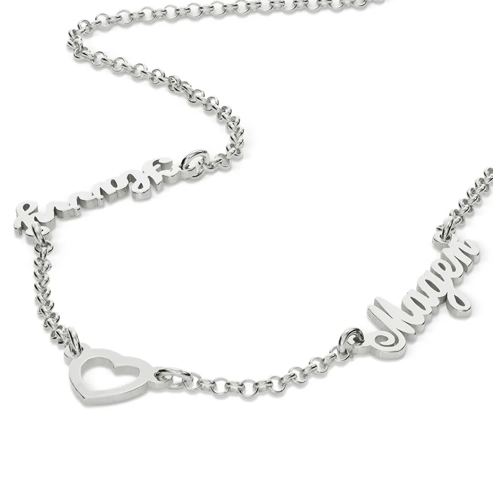 Heritage Heart Multi Name Necklace in Sterling Silver - Image 3
