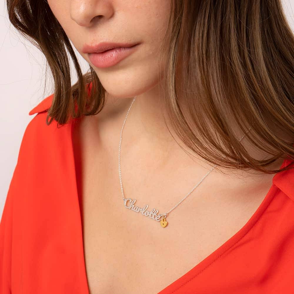 Heart Charm Name Necklace in Sterling Silver - Image 2