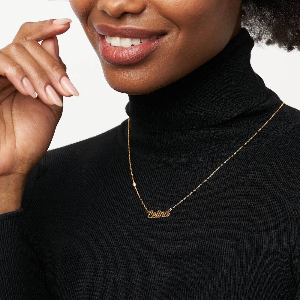 Twirl Script Name Necklace with Diamond in 18k Gold Vermeil - Image 2