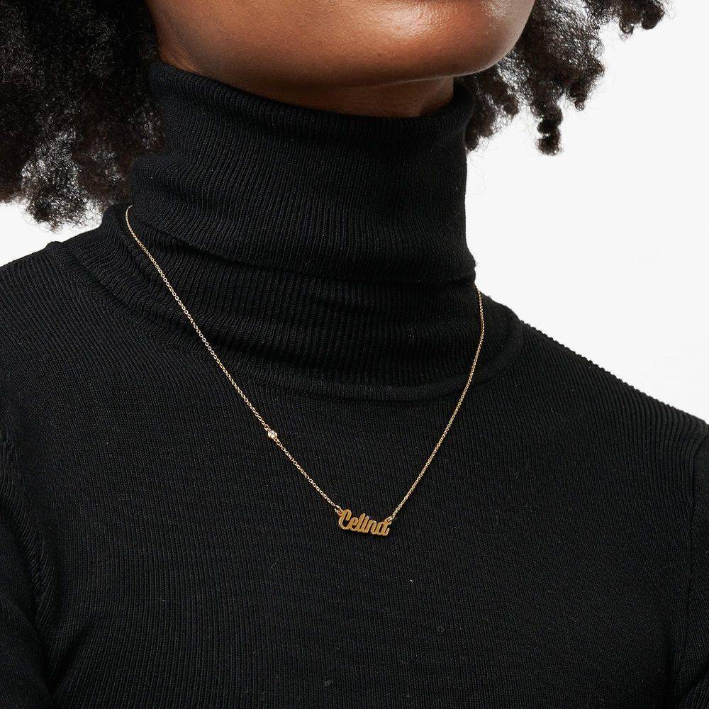 Twirl Script Name Necklace with Diamond in 18k Gold Vermeil - Image 3