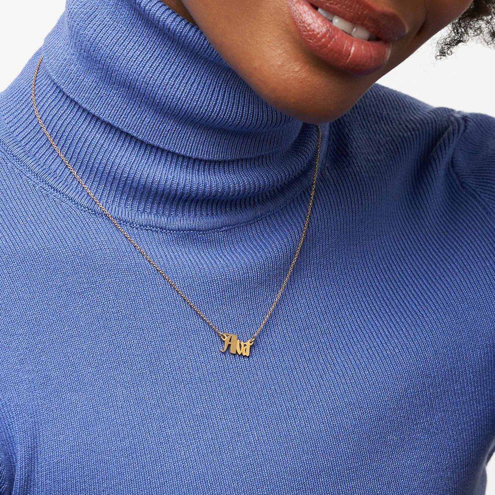Wednesday Textured Gothic Name Necklace in 18K Gold Vermeil - Image 2