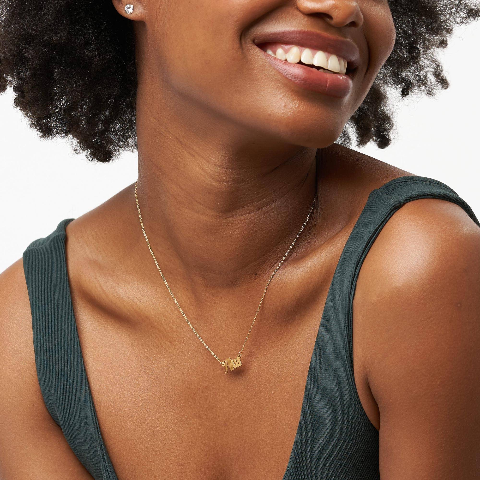 Wednesday Textured Gothic Name Necklace in 18K Gold Plating - Image 2