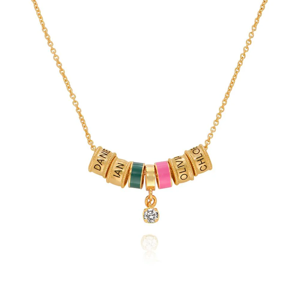 Linda Charm Necklace With Diamond in 18K Gold Plating