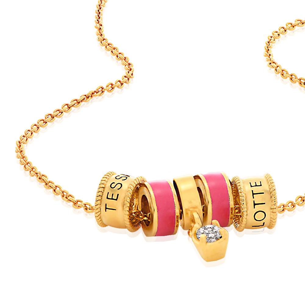 Linda Charm Necklace With Diamond in 18K Gold Plating - Image 4