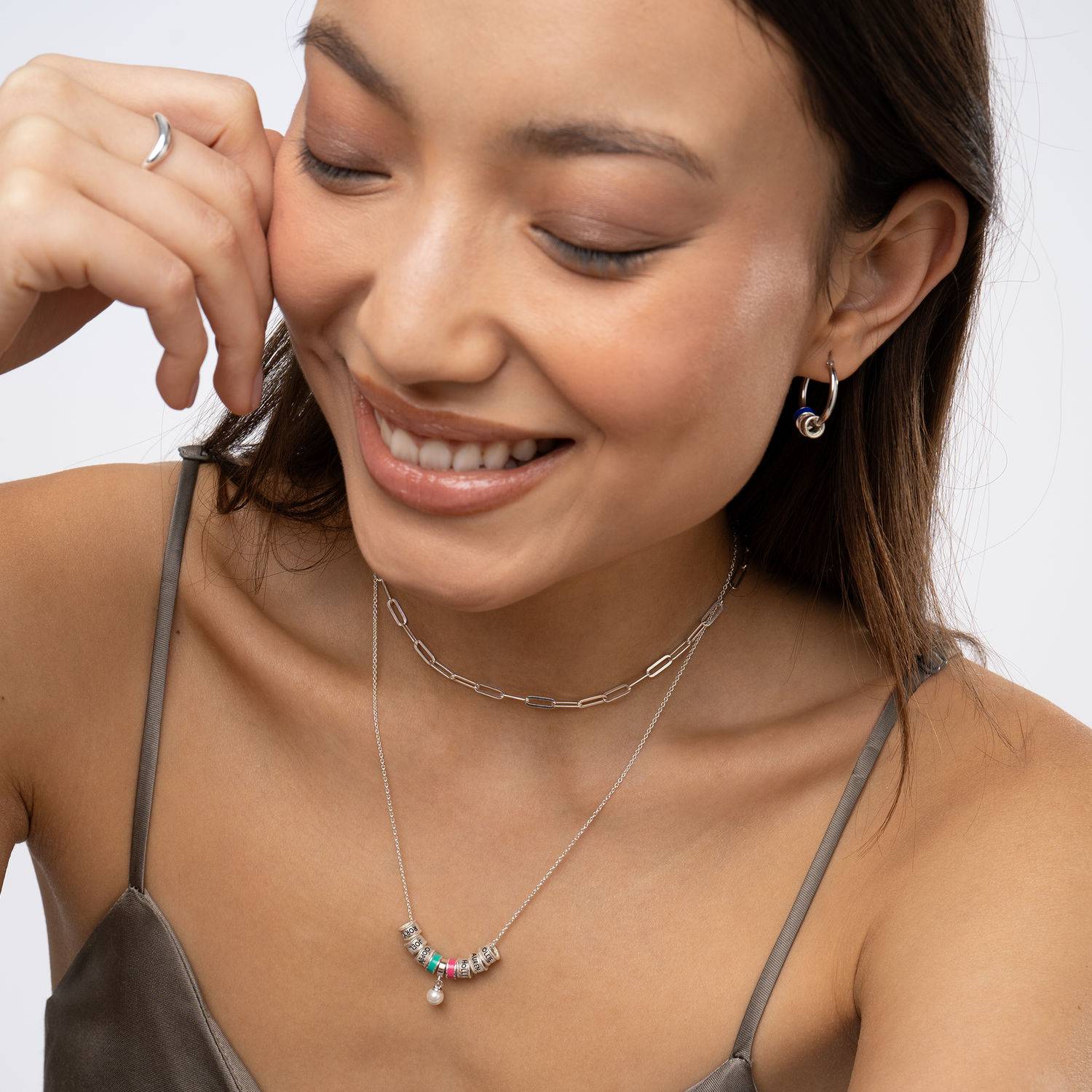 Linda Charm Necklace With Diamond in Sterling Silver - Image 3