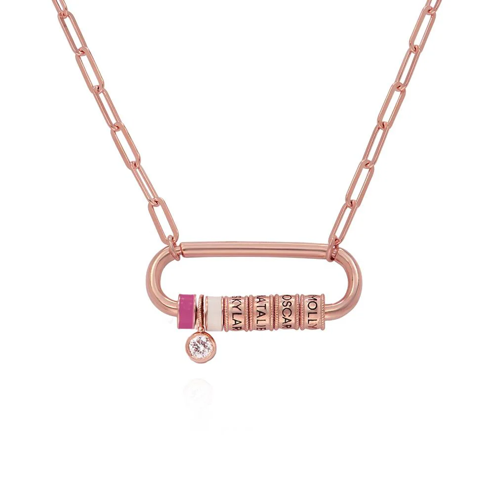 Linda Oval Clasp Necklace With 0.25CT Diamond in 18K Rose Gold Plating