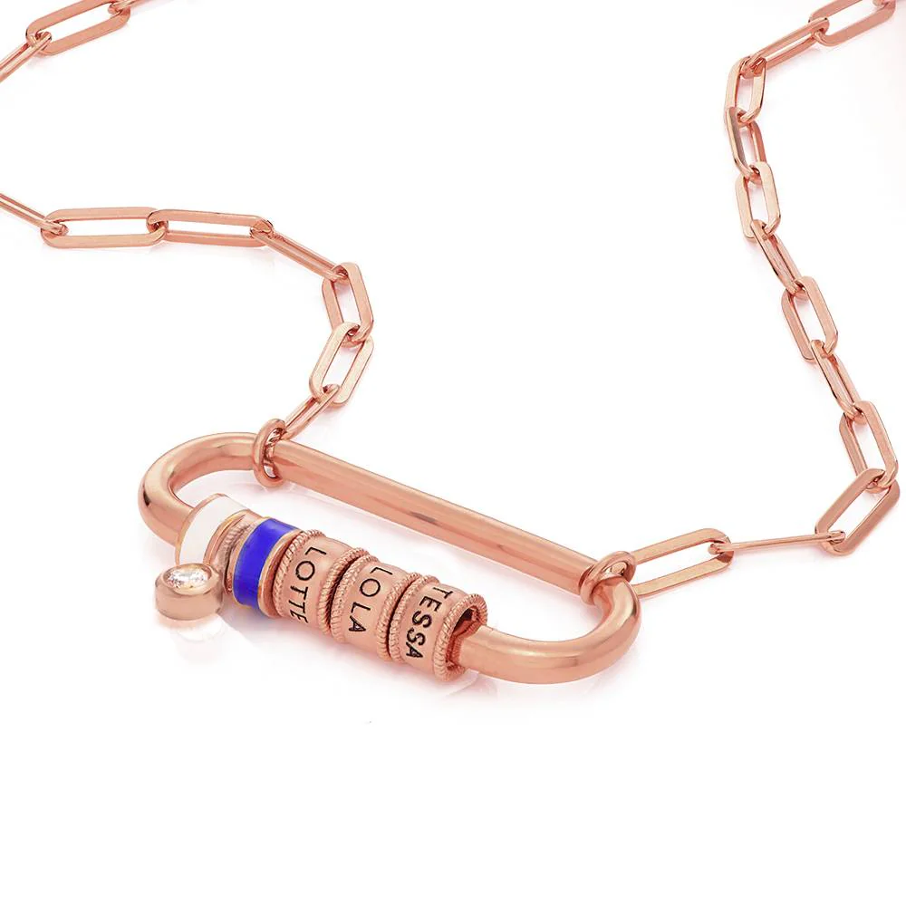 Linda Oval Clasp Necklace With 0.25CT Diamond in 18K Rose Gold Plating - Image 3