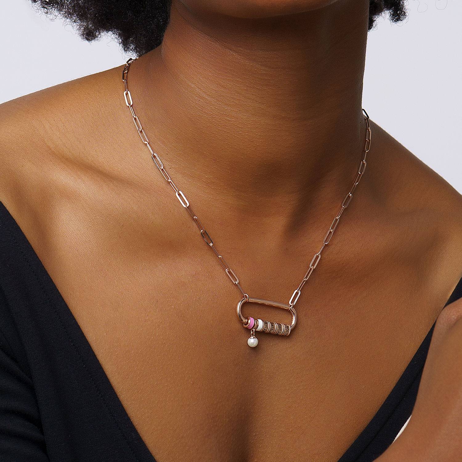 Linda Oval Clasp Necklace With 0.25CT Diamond in 18K Rose Gold Plating - Image 4