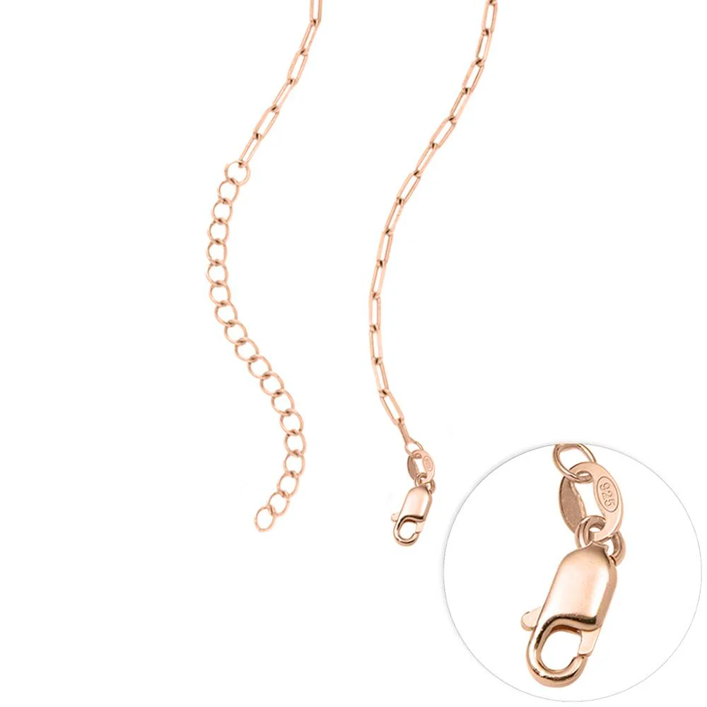 Linda Oval Clasp Necklace With 0.25CT Diamond in 18K Rose Gold Plating - Image 7