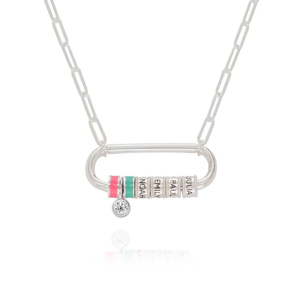 Linda Oval Clasp Necklace With 0.25CT Diamond in Sterling Silver