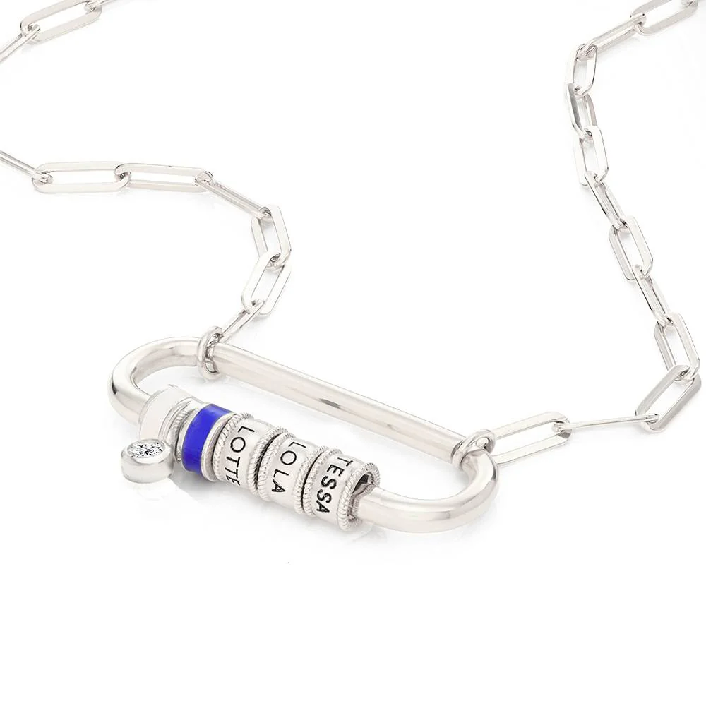Linda Oval Clasp Necklace With 0.25CT Diamond in Sterling Silver - Image 3