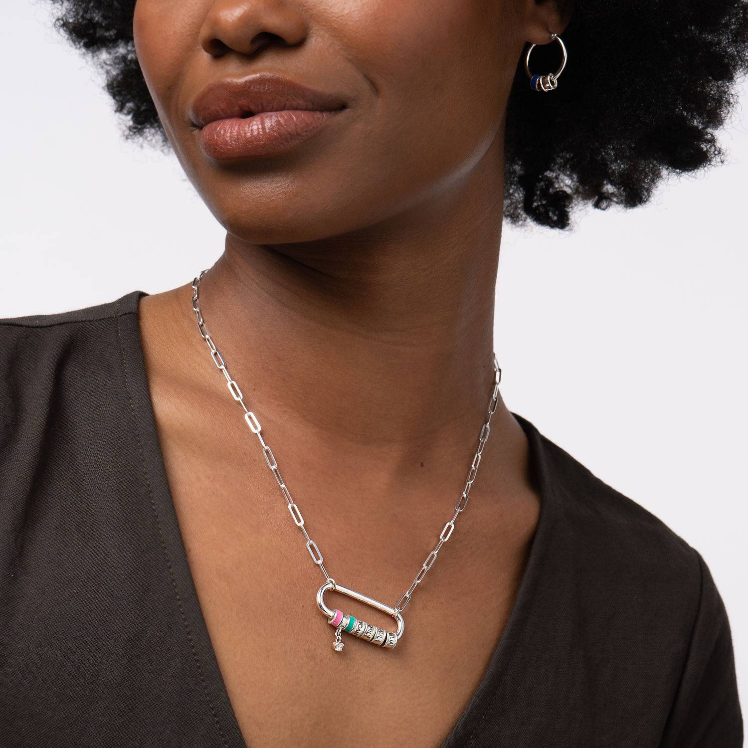 Linda Oval Clasp Necklace With 0.25CT Diamond in Sterling Silver - Image 6