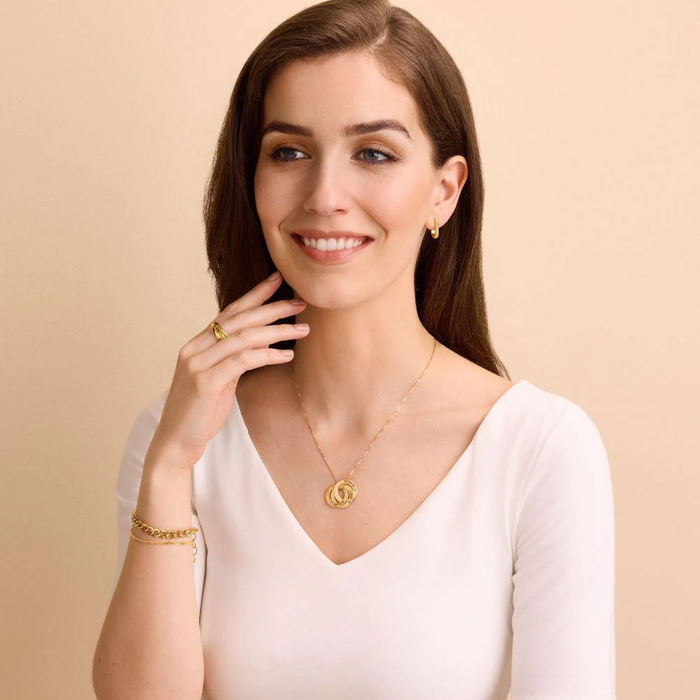 Birthstone Russian Ring Necklace with 3 Rings in 18K Gold Plating - Image 4