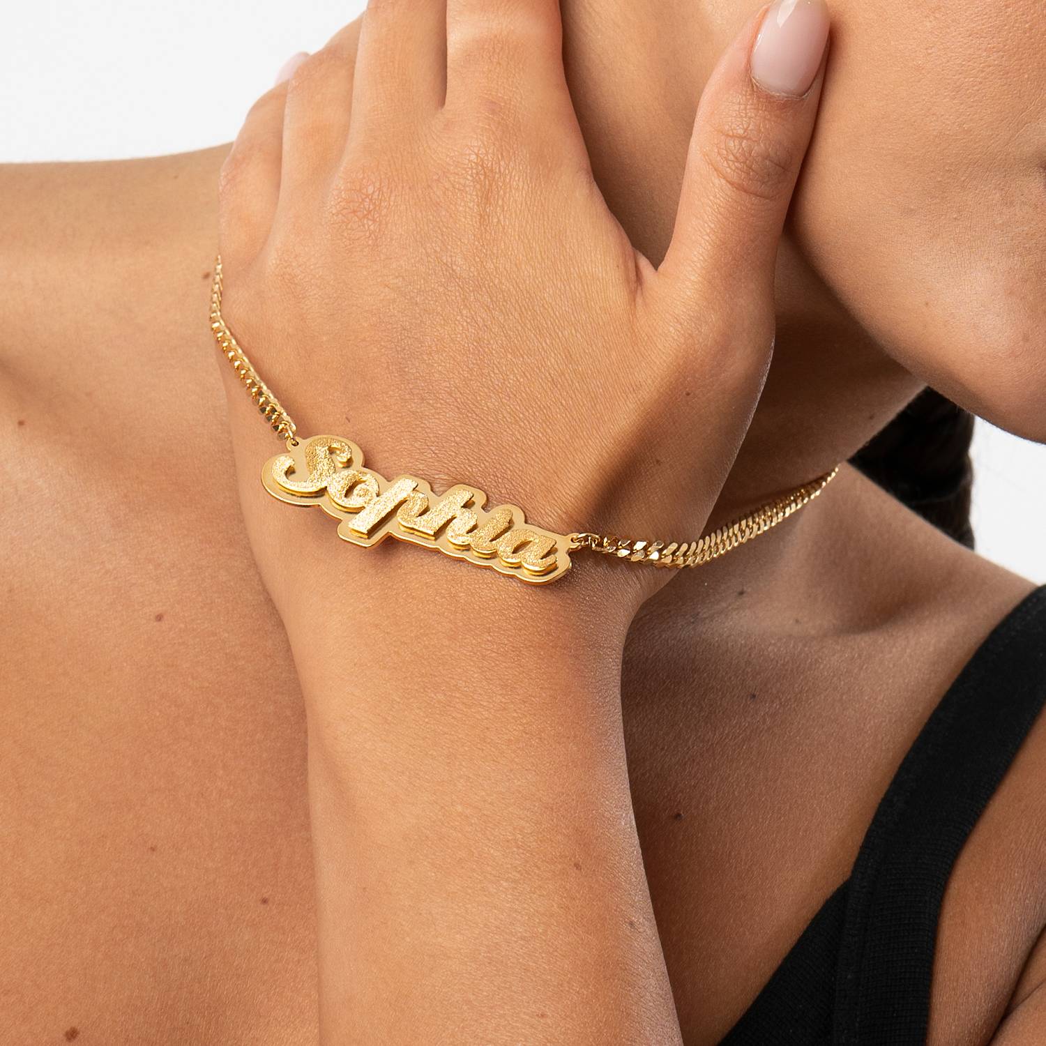 Brandi Double Plated Name Necklace in 18K Gold Plating - Image 2