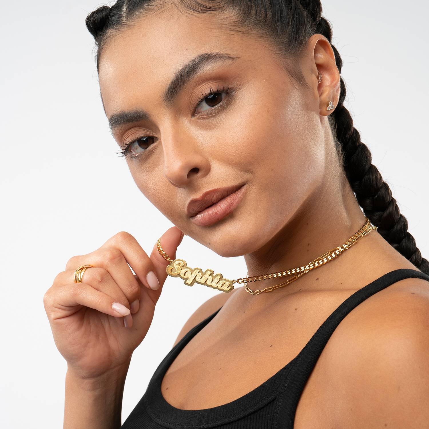 Brandi Double Plated Name Necklace in 18K Gold Plating - Image 3