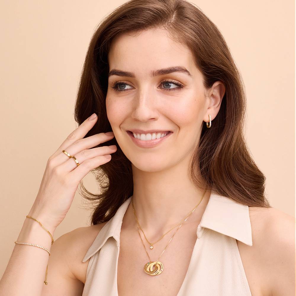 Birthstone Russian Ring Necklace with 3 Rings in 18K Gold Vermeil - Image 2