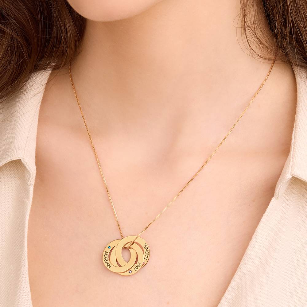 Birthstone Russian Ring Necklace with 3 Rings in 18K Gold Vermeil - Image 3