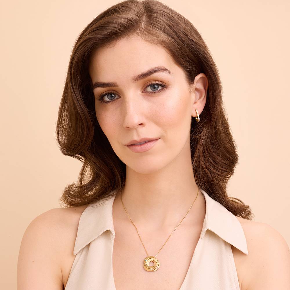 Birthstone Russian Ring Necklace with 3 Rings in 18K Gold Vermeil - Image 4