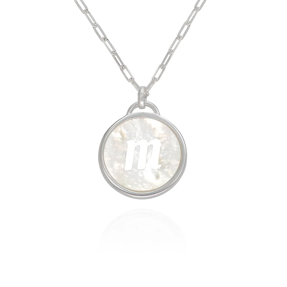 Mother of Pearl Initial Cutout Necklace in Sterling Silver