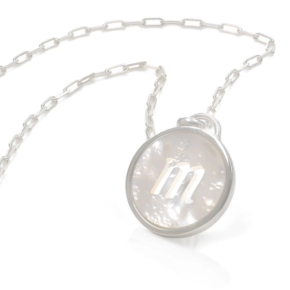 Mother of Pearl Initial Cutout Necklace in Sterling Silver - Image 4