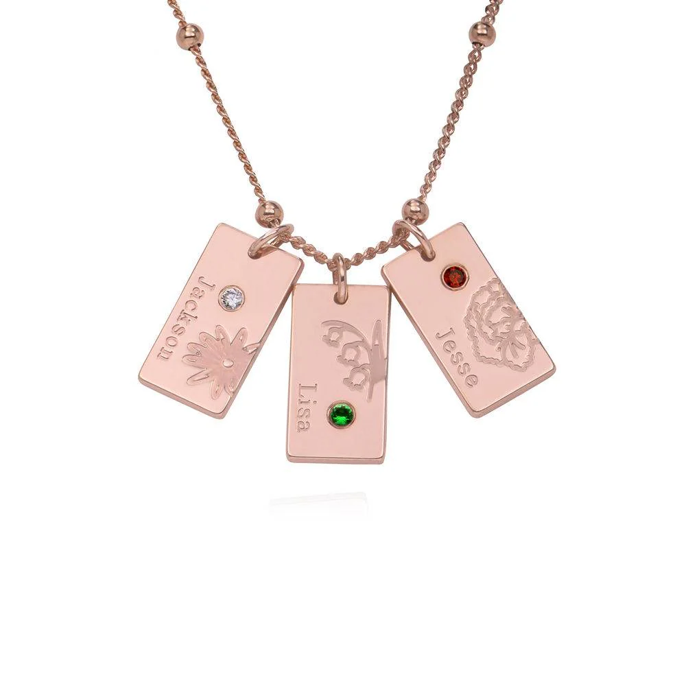 Blossom Birth Flower & Stone Necklace in 18K Rose Gold Vermeil