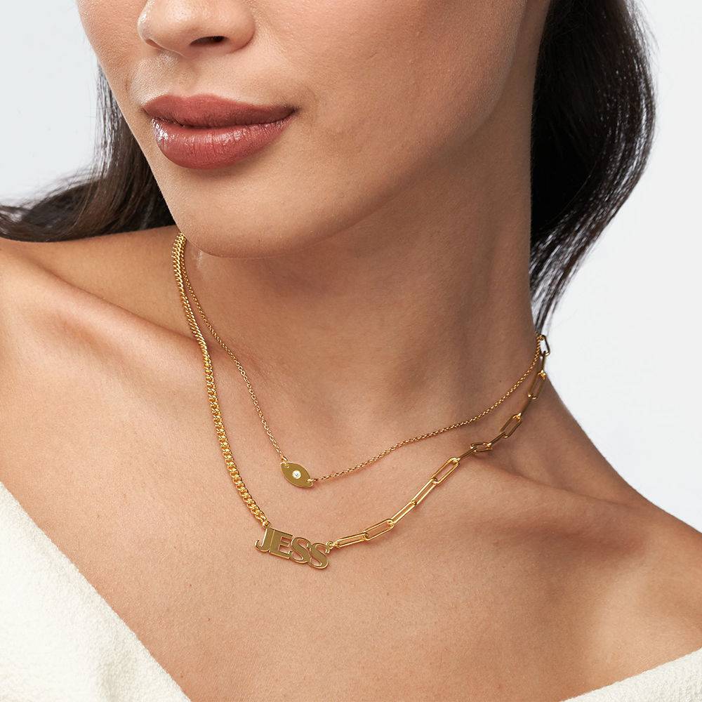 Half and Half Bold Name Necklace in 18k Gold Vermeil - Image 5