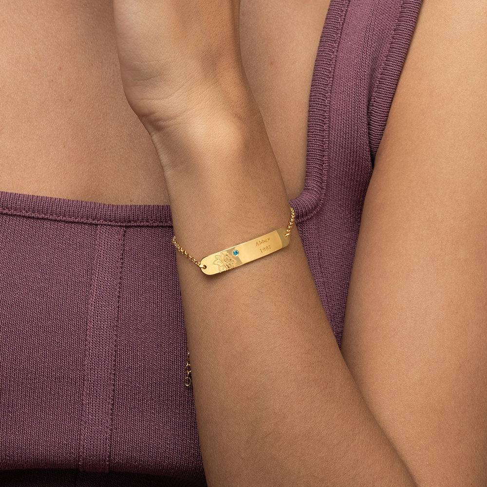 Blossom Birth Flower & Stone Bracelet in 18k Gold Plating - Image 3