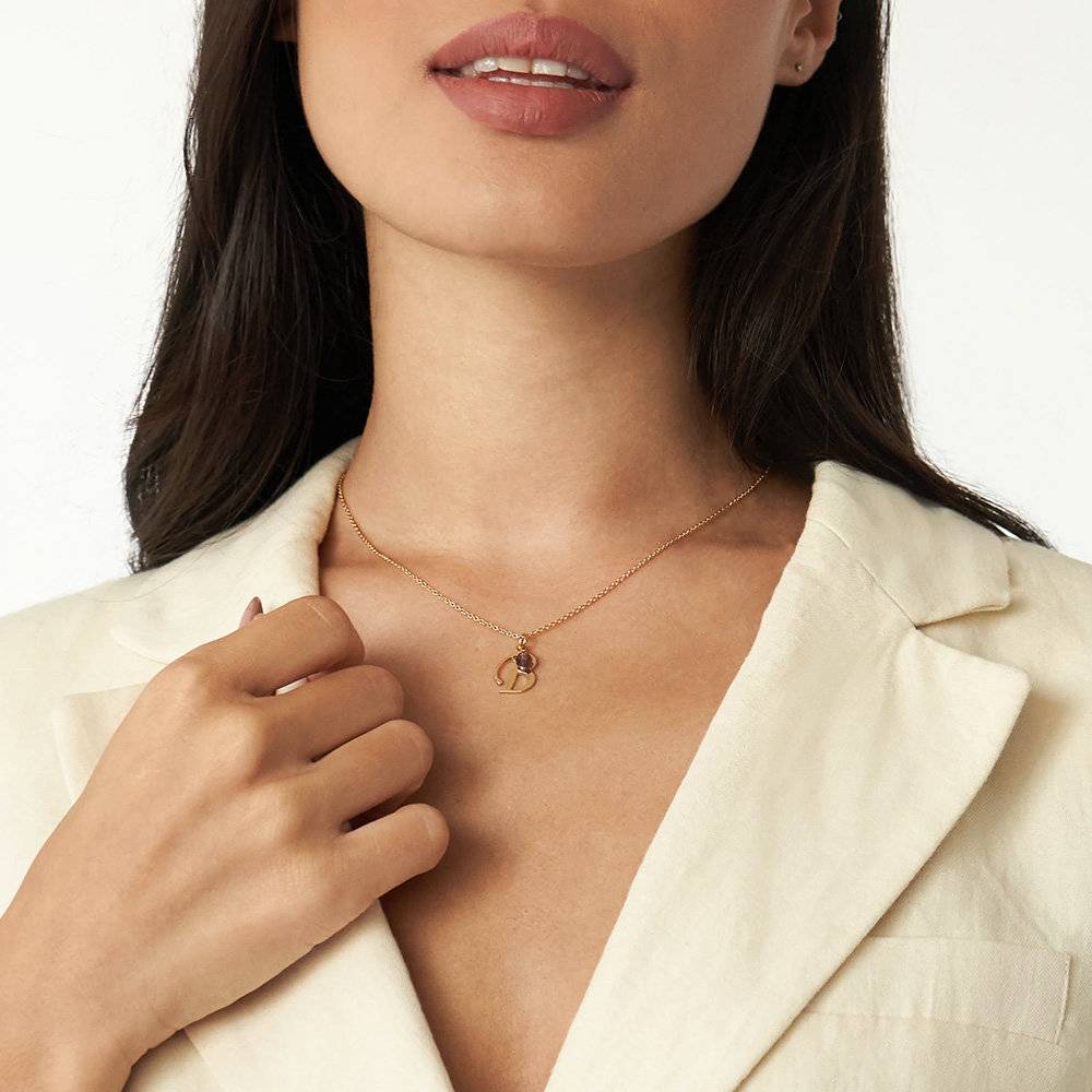 Initial Necklace with Birthstone in 18k Gold Vermeil