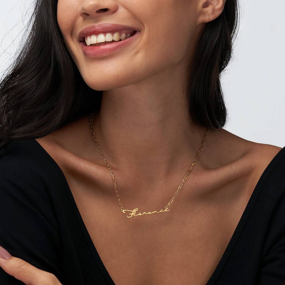 Signature Link Chain Name Necklace in 18k Gold Plating - Image 2