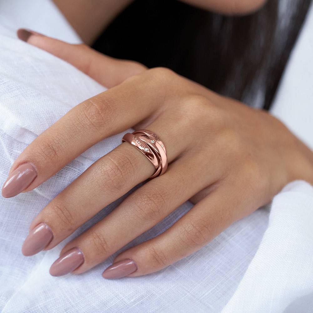Charlize Russian Ring with Diamonds in Rose Gold Plating - Image 4